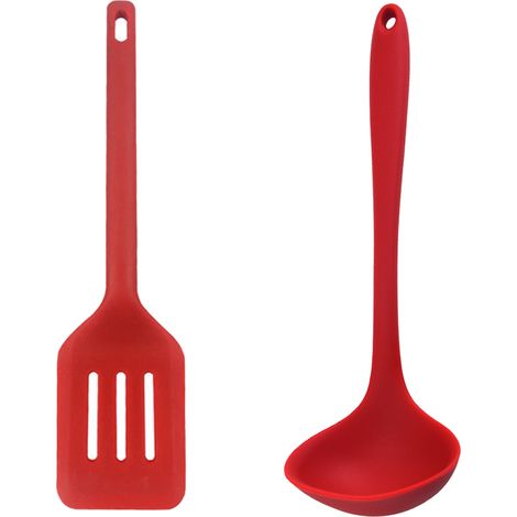 Ensemble Ustensiles Cuisine Silicone - Resistance Chaleur 450 F - Acier Inoxydable - Protection Poêles Antiadhésives - Lot De 2 (1/5)