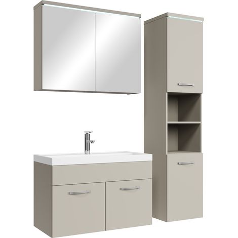 Badmöbelset Paso 80 x 40 cm - Cashmere - mit Spiegelschrank und