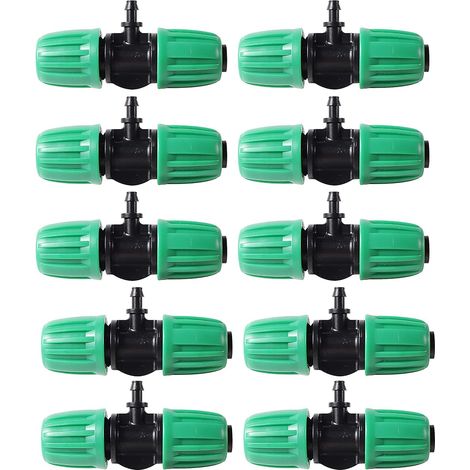10 Raccord En T, Barbules 13 Mm Et 4 Mm, Plastique Dur, Pour Irrigation Goutte À Goutte (1/5)