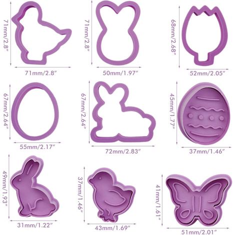 Ensemble de 9 moules de Pâques en plastique, emporte-pièces animaux, moules lapin de dessin animé, outil de pâtisserie, fournitures pour cupcakes et loisirs créatifs (1/5)