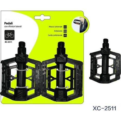 TRADE SHOP - Coppia Di Pedali Bicicletta Con Riflettori Laterali Attacco Universale Xc-2511 - (1/2)