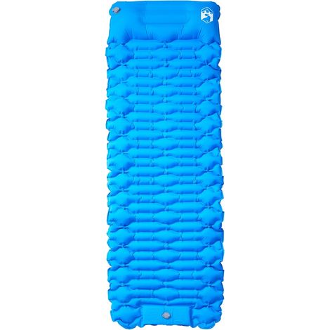 Matelas de camping autogonflant avec oreiller 1 personne bleu