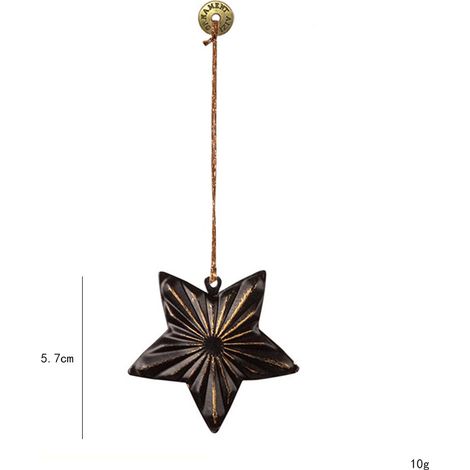 Décorations de sapin de Noël en métal, mini suspensions style nordique, ornements festifs en forme d’étoile noire, accessoires décoratifs pour arbre de Noël, lot de 2 pièces (1/4)