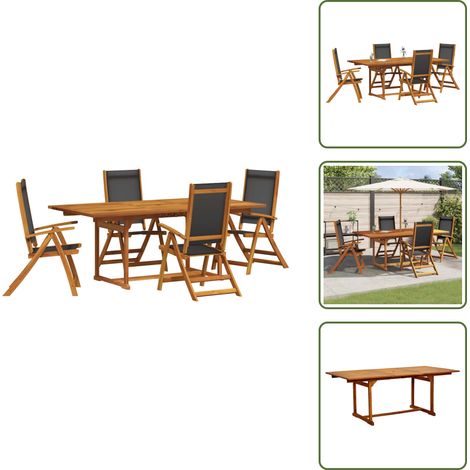 Comedor exterior - vidaXL Juego comedor de jardín 5 pzas madera maciza acacia y textileno - Comedor de jardín