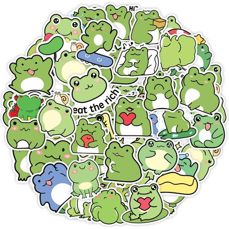 50 Frog Stickers Frog Decals Vinyl Stickers for Laptop Cute Frog Waterproof Decorative Stickers (1/5)