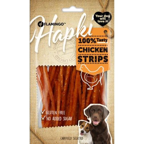 Friandise Hapki Lanières avec poulet 85 g pour chien - Flamingo (1/3)
