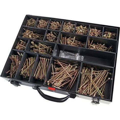 Concept 010120 1600 Piece Gold 18 Sizes Wood Screws Case Kit
