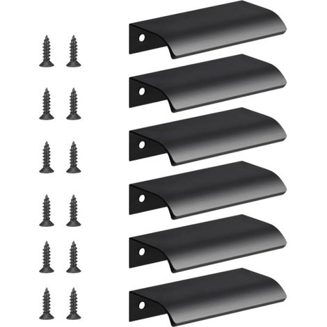6pcs Poignée d’Armoire,Distance du Trou 64mm, Invisible Poignées Meuble Tiroir Noir Poignées de porte Dissimulées Poignée Encastrée Affleurante Pour tiroirs portes d'armoires,Commode, (1/5)
