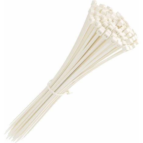 Lot de 40 serre-câbles en nylon, 3,6 x 200 mm, blancs, résistants, pour organiser les câbles et fixer des objets dans des projets de bricolage.