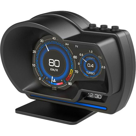 Afficheur Tête Haute OBD2+GPS Jauge Intelligente Compteur de Vitesse HUD Turbo Régime Alarme pour Voiture Camion (1/5)