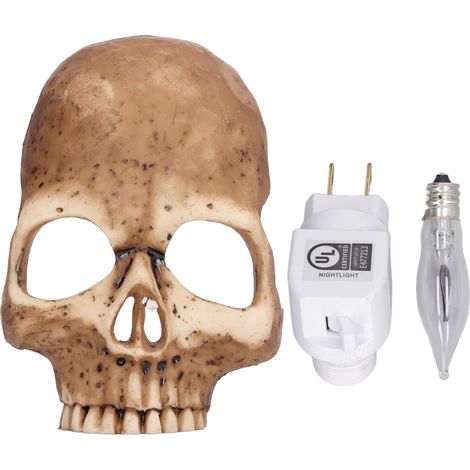 Veilleuse crâne à brancher sur prise murale, lampe squelette artisanale décorative innovante pour Halloween, prise américaine 120V