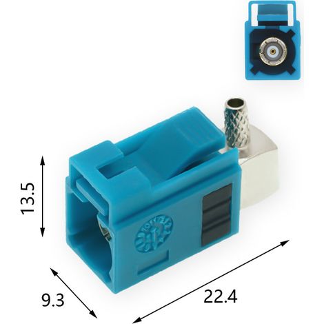 FAKRA-KW-1.5 automotive SMB female elbow connector (A, B, C, D, E, F, G) - Short body female shell type. (1/3)
