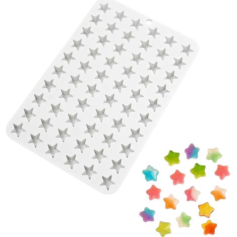 Petit moule en silicone en forme d'étoile avec 60 trous, étoile à cinq branches, mini moule en silicone avec étoiles pour chocolat, gâteau, fondant, bonbons, gelée, glaçons (étoile, 17 x 12 mm) (1/5)