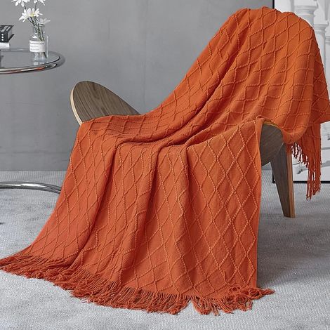 Couverture Tricotée Franges Jetés De Lit Couleur Solide Plaids Nordique Chaud Jeté Tapis à La Mode Doux Couverture Jeté De Canapé Couvre-Lit Décorative 130x170cm (1/5)