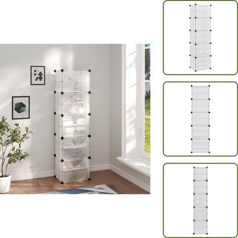 Schuhregal Transparent 44x31,5x153,5 cm PP - Schuhregal - Schuhorganisation - Garderobe - Aufbewahrungsbox - Regal (1/5)