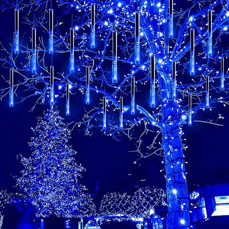 Pluie de météores solaires LED lumières météores colorées lumières cour extérieure décoration de paysage rue lumières suspendues d'arbre (1/5)