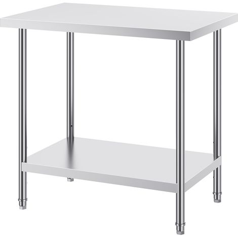 Mophorn-Zubereitungstisch aus Edelstahl, 61 x 91 x 86 cm, 340 kg Tragkraft, robuster Metall-Arbeitstisch mit 3 einstellbaren Höhenstufen, gewerbliche Arbeitsstation für Küche, Garage, Restaurant