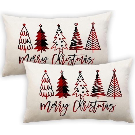 CCYKXA Weihnachtskissenbezüge 30 x 50 cm, dekorative Kissenbezüge aus Polyester-Leinen-Mischgewebe für Weihnachtsdekoration, Weihnachtskissenbezug-Set (1/5)