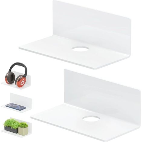 Juego de 2 estantes acrílicos autoadhesivos, de 23 cm de ancho, no requieren perforación, para baño, cocina y dormitorio - Crezuo