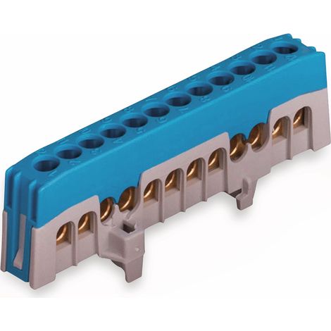 POLLMANN Neutralleiterklemme 12-polig, 16 mm², blau, für Hutschiene