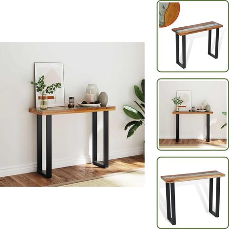 Table console Teck 100 x 35 x 75 cm - Table Basse Industrielle - Table D'appoint Teck - Meuble Salle Séjour - Décoration Intérieure Moderne - Table Console Design (1/5)