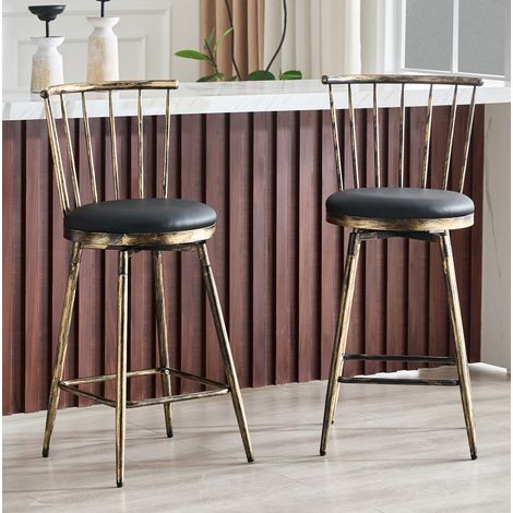 Sgabello da bar industriale in metallo stile Windsor con seduta imbottita in PU OKWISH (1/5)