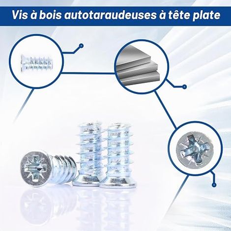 vis européennes universelles à tête fraisée en acier au carbone 6,3 x 13 mm Vis pour tiroirs, charnières de meubles, rails de tiroir (1/3)