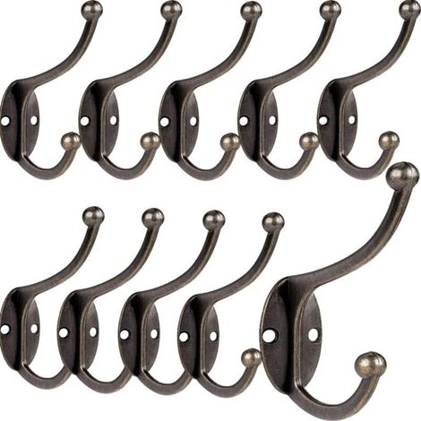 Retro-Garderobenhaken, Vintage-Wandhaken aus Metall, 10 Stück, Bronze, für Bad, Küche, Schlafzimmer, Flur