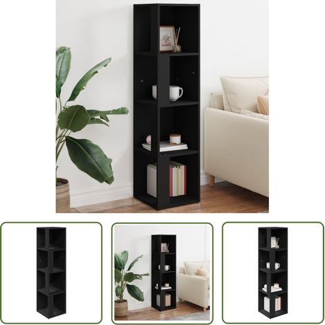 The Living Store Armoire d'angle Noir 33x33x132 cm Bois d’ingénierie - Meuble D'angle - Armoire D'angle - Rangement Mural - Meuble Noir - Étagère D'angle (1/5)