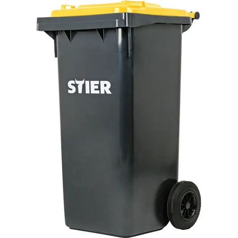 [NEUWERTIG] B-Ware Stier Abfallbehälter Mülltonne Müllgroßbehälter 120 Liter Grau Gelb Deckel 2 Rad