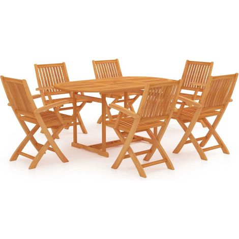Conjunto de comedor de jardín de 7 piezas de madera maciza de teca 020013941 (1/5)