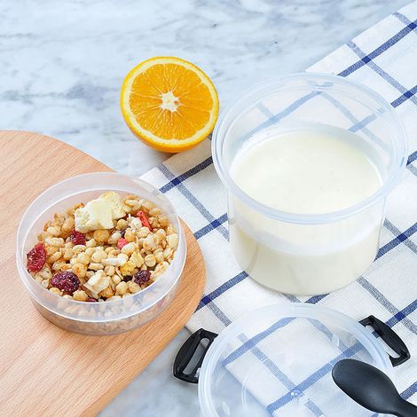 Pot À Parfait Réutilisable - 20 Oz - Couvercle Étanche Avec Anneau D'Étanchéité Et Fermoirs - Cuillère Intégrée Dans Le Couvercle - Pour Yaourt, Flocons D'Avoine, Céréales Ou Salade De Fruits - Lot De (1/5)