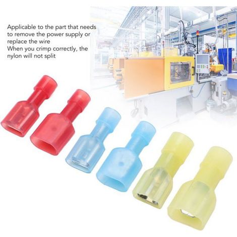 Cosses À Anneau - Pressées À Froid - Cuivre/Nylon - Mâle/Femelle - Pour Raccordement Électrique - 200 Pièces (1/4)