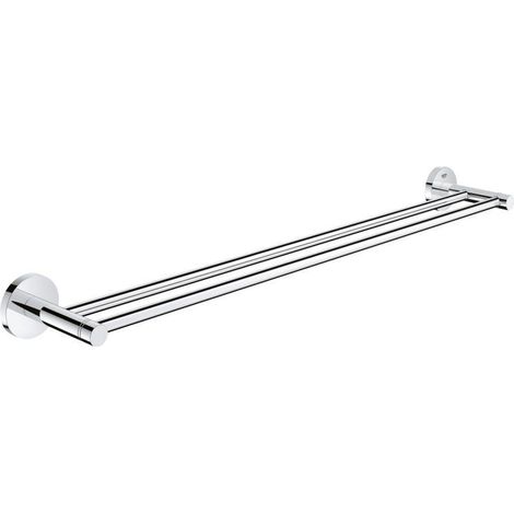 Grohe – Porte-serviette double en métal 654mm – Fixation avec vis incluses – Brillance longue durée – Fixations cachées – Coloris chrome
