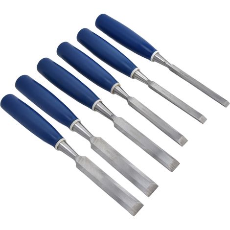 Jeu de 6 ciseaux à bois en acier robuste, manches en hêtre, outillage de menuiserie professionnel, ensemble de gouges pour travail du bois