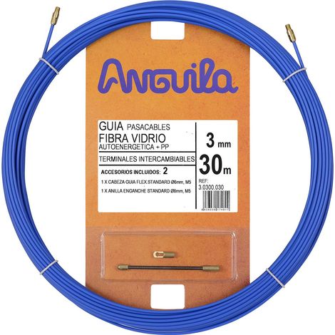 Anguila 30300030 - Guía pasacables Fibra de Vidrio+Polipropileno, 30 Metros, Diámetro 3mm, Azúl