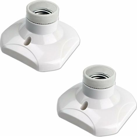Douille de Plafonnier E27 à vis pour Lampe Murale Mur Intérieur, AC 230V, Support pour Ampoule LED E27, Base Plastique Culot E27 pour Plafond de Garage Atelier, lot de 2 (1/5)