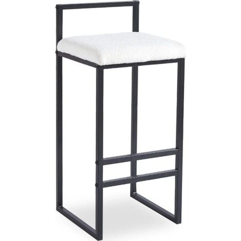 Tabouret de Bar Bouclette "Dakota" 80cm Crème & Noir (1/5)