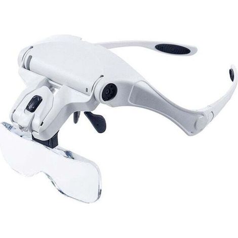 Lenti di ingrandimento con illuminazione a LED - Lenti di ingrandimento con 2 luci a LED, XU, casco di ingrandimento con fascia - Zoom elettronico da 1x a 3,5x, gioielli, orologi - KZQ (1/4)