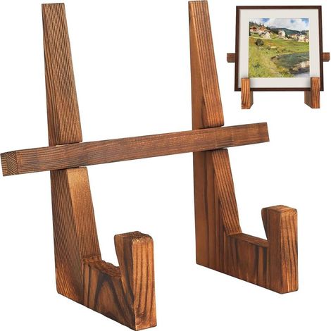 Support d'assiette en bois pour présentation, supports d'assiettes en bois de 22,9 cm, supports de cadre photo en bois, chevalets, pour plateaux photo, albums, disques vinyles (1/5)