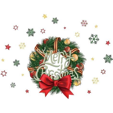 Weihnachtsaufkleber für Kühlschränke, Türen und Fenster – Fröhlicher Weihnachtskranz, Girlande – zum Abziehen und Aufkleben (1/4)