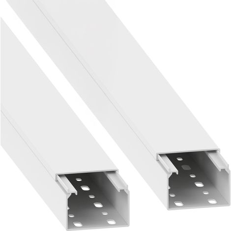 GGK – Lot de 2 goulottes électriques préperforées 40 x 60 mm – Longueur 2 x 1,25 m – Revêtement glossy facile à nettoyer – Appareillable avec modules 45 x 45