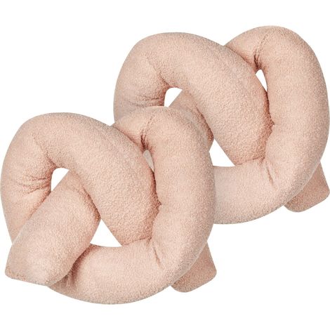 Set of 2 Decorative Cushions GLADIOLUS Boucle 172 x 14 cm Pink Solid (1/5)
