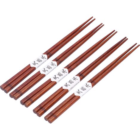 5 Paires de Baguettes en Bois Durables, Faites Main, Ustensiles de Table pour Fondue Chinoise, Maison & Restaurant, 23,5 cm (1/5)