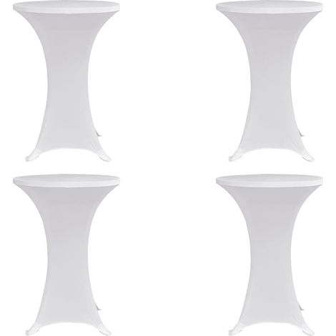 Housse de table élastique ronde Ø 70 cm – Lot de 4 housses blanches extensibles en polyester pour tables hautes jusqu'à 120 cm (1/5)