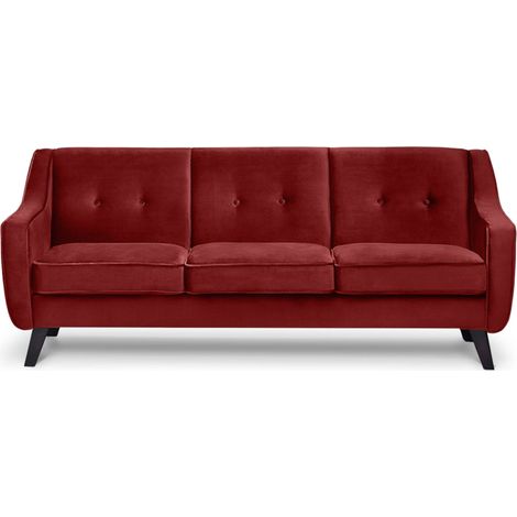 KONSIMO TERSO Sofa, 3 Sitzer im zeitlosen Design, Velours-Bezug, rot (1/3)