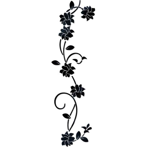 Sticker Miroir Acrylique - Fleur et Rotin - 100 x 30 cm - Auto-adhésif pour Décoration Murale Intérieure - 1 Pièce (1/5)