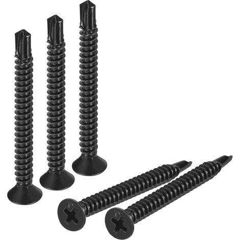 50pcs 10 x 2" Feuille Métal Vis Noir Oxyde 410 Inox Acier (1/5)