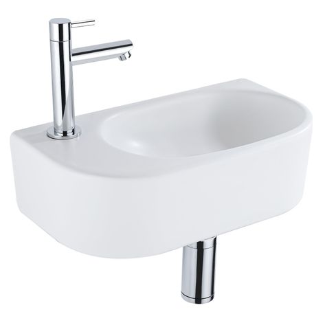 Fugaflow Efficiente Pietra Ensemble pour lave-mains - 40x21.5x12cm - gauche - lisse - semi-circulaire - 1 trou de robinet - céramique - robinet
