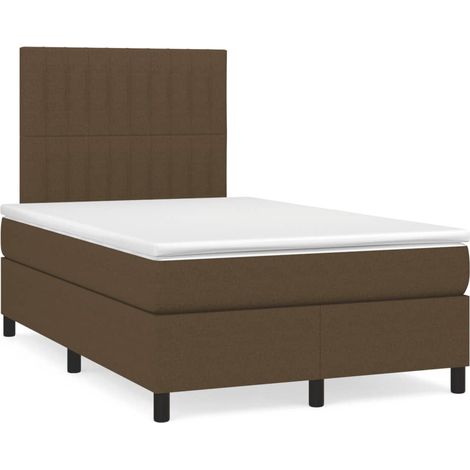 Sommier à lattes de lit matelas et LED marron foncé 120x190 (1/5)